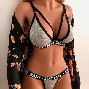 Brand New Black and Gray Lingerie Set